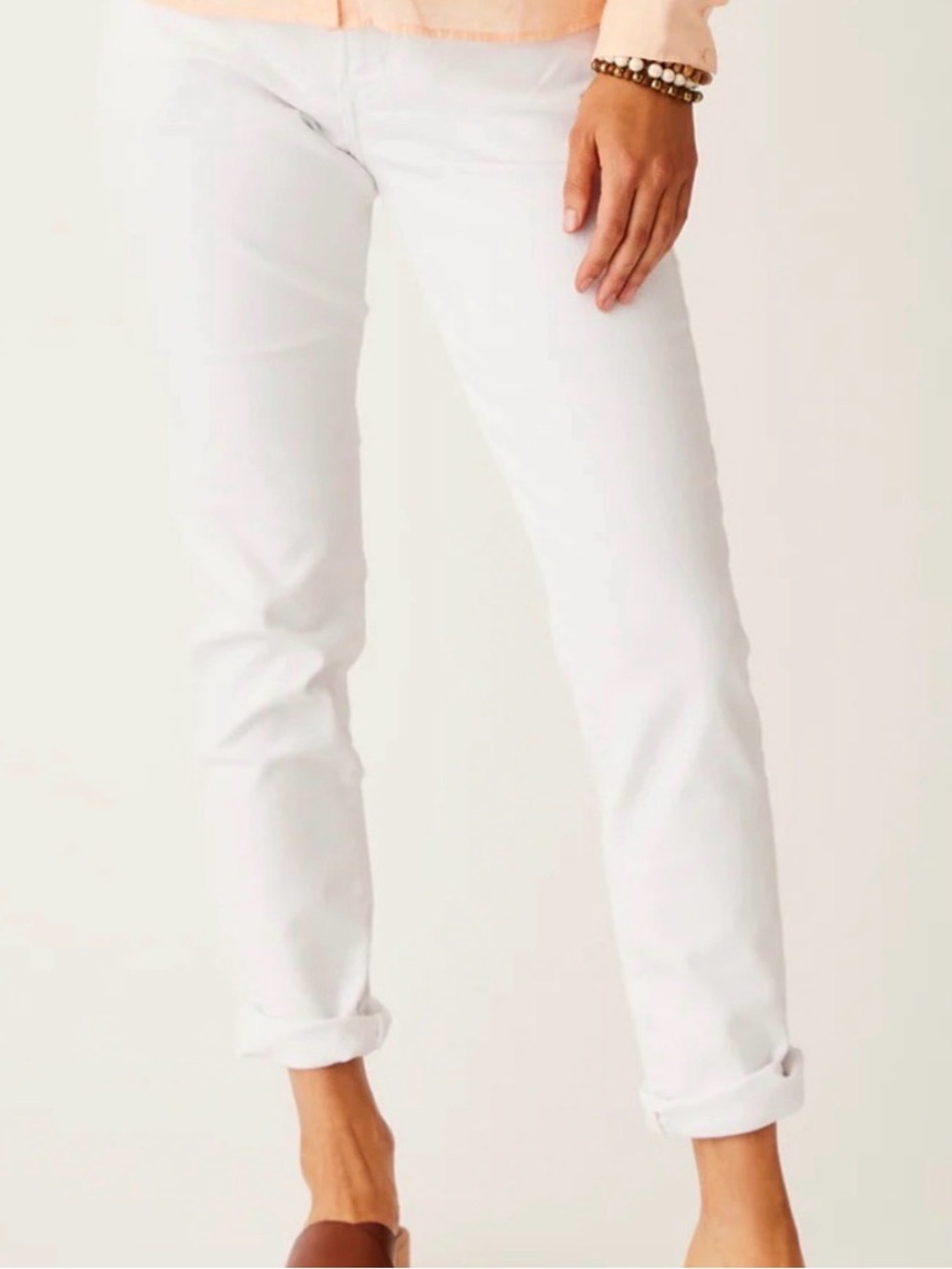 Carve Designs Jeans Womens 10 White High Rise Tapered Roll‎ Hem Stretch Casual
